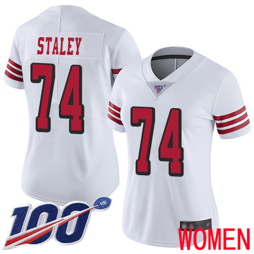 San Francisco 49ers Limited White Women Joe Staley NFL Jersey 74 100th Season Rush Vapor Untouchable